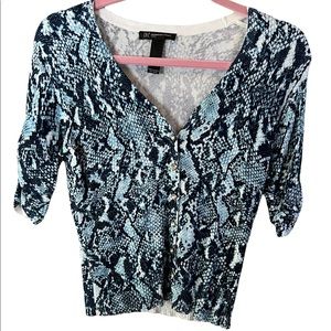 INC lightweight sweater snake print blue